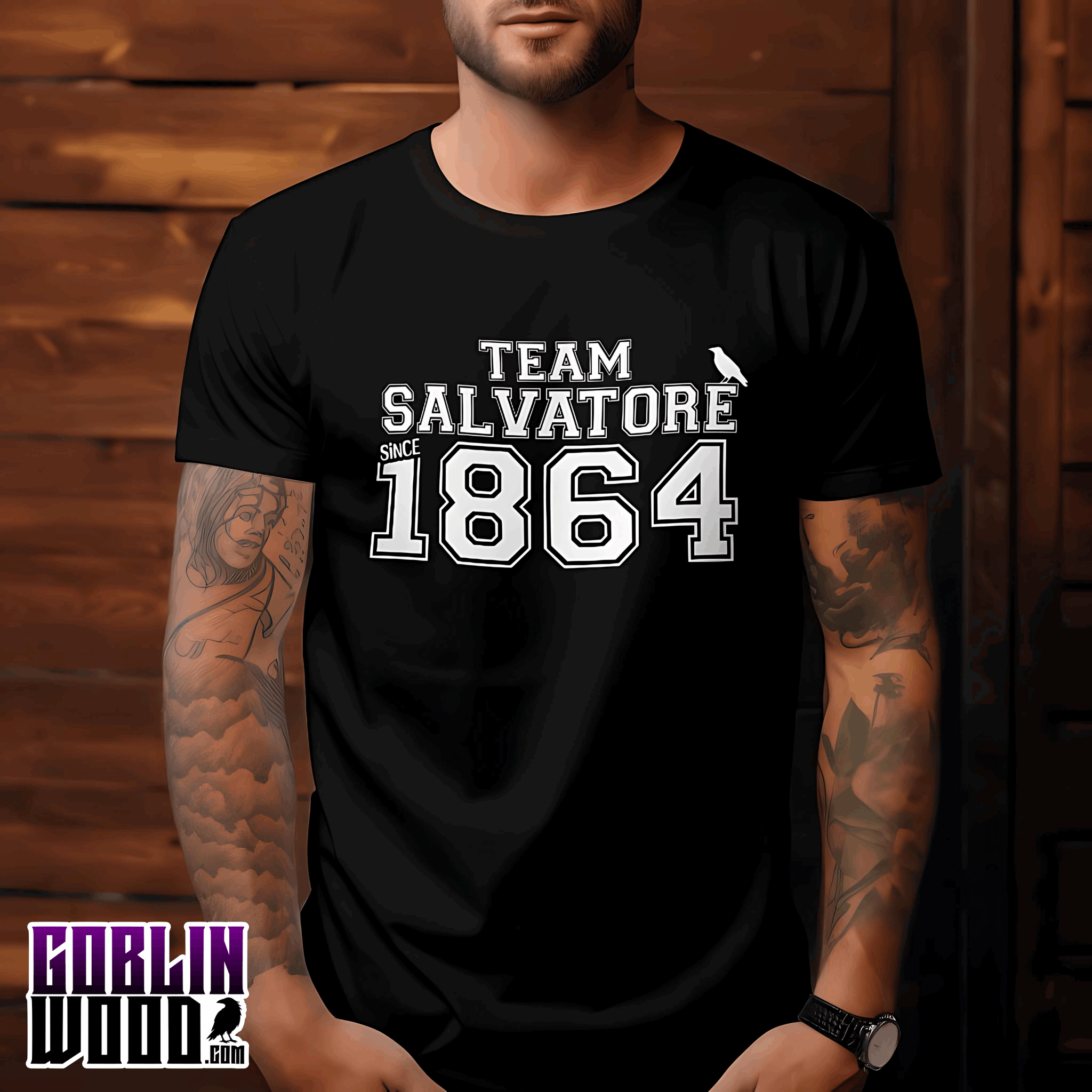 Team Salvatore 1864 - Black Varsity Premium T-Shirt - Goblin Wood Exclusive - Goblin Wood