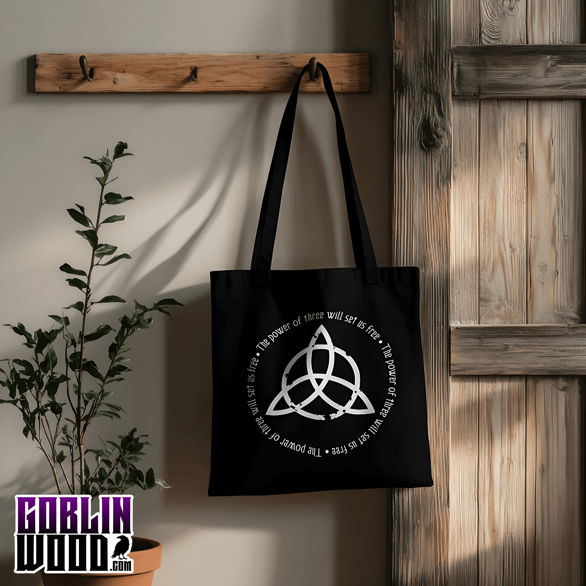 Triquetra - Black Tote Bag - Charmed Inspired - Goblin Wood Exclusive - Goblin Wood