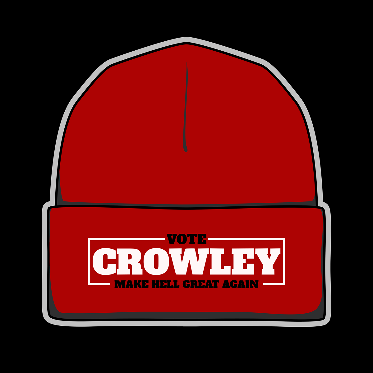 Vote Crowley Red Embroidered Beanie - Supernatural Inspired - Goblin Wood Exclusive - Goblin Wood